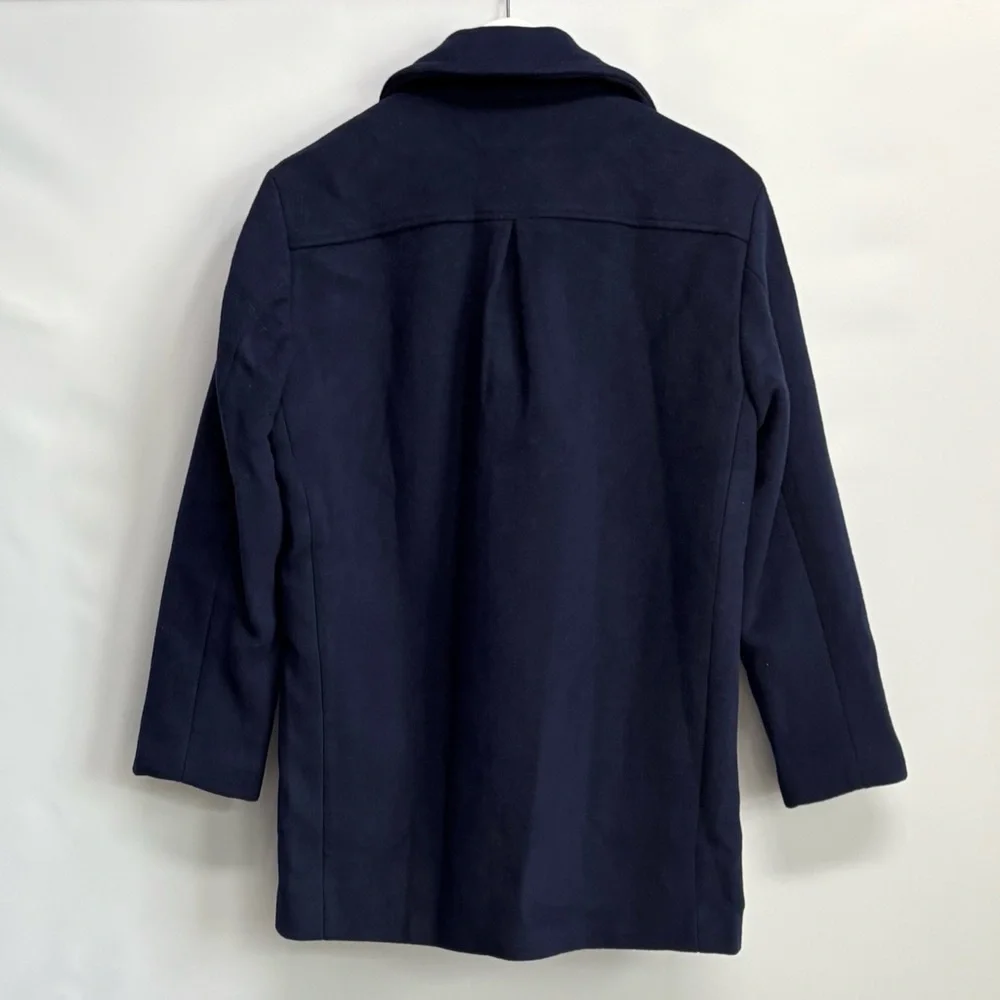 NWT Anthropologie Maeve Double-Breasted Oversized Wool-Blend Coat in Navy Blue - Picture 10 of 13